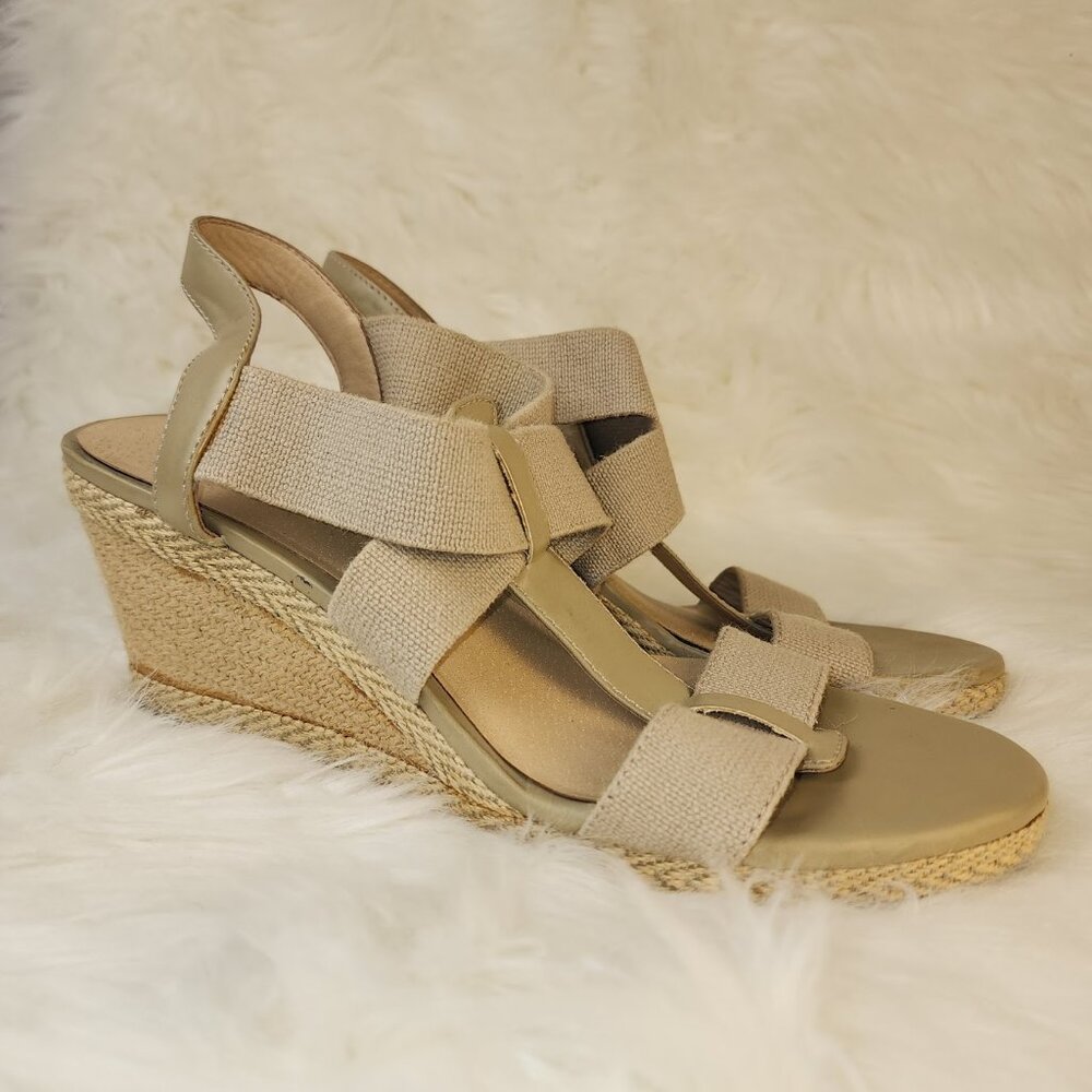 Lucky Brand Wedge Heels Womens 11 Nude\Tan Strappy